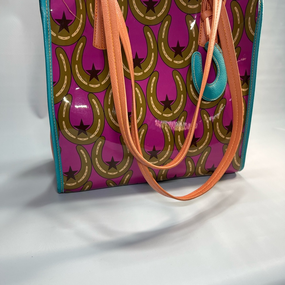 Catchfly Studios Vinyl Horseshoe Print Tote Bag Boutique Western Style￼